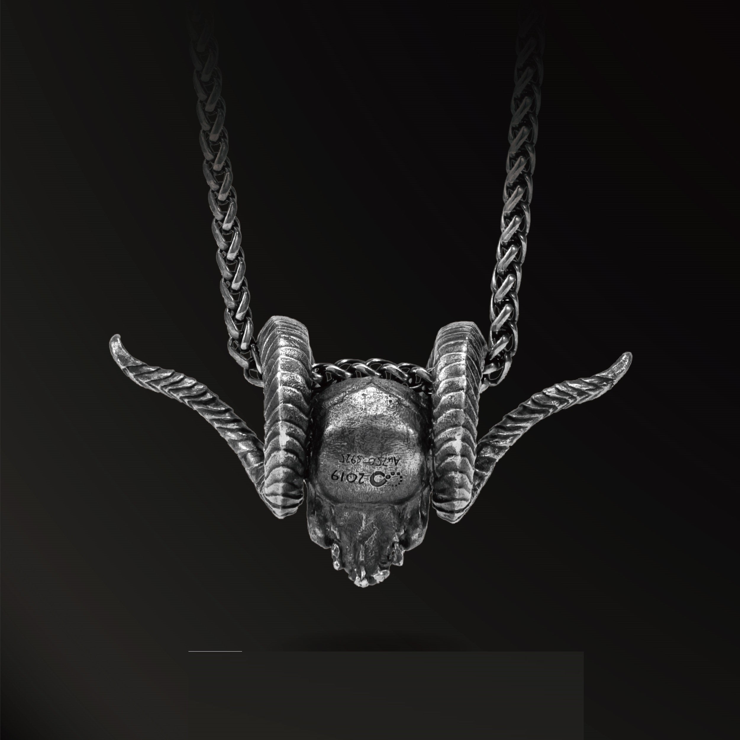 Obsidian Ram Skull Pendant