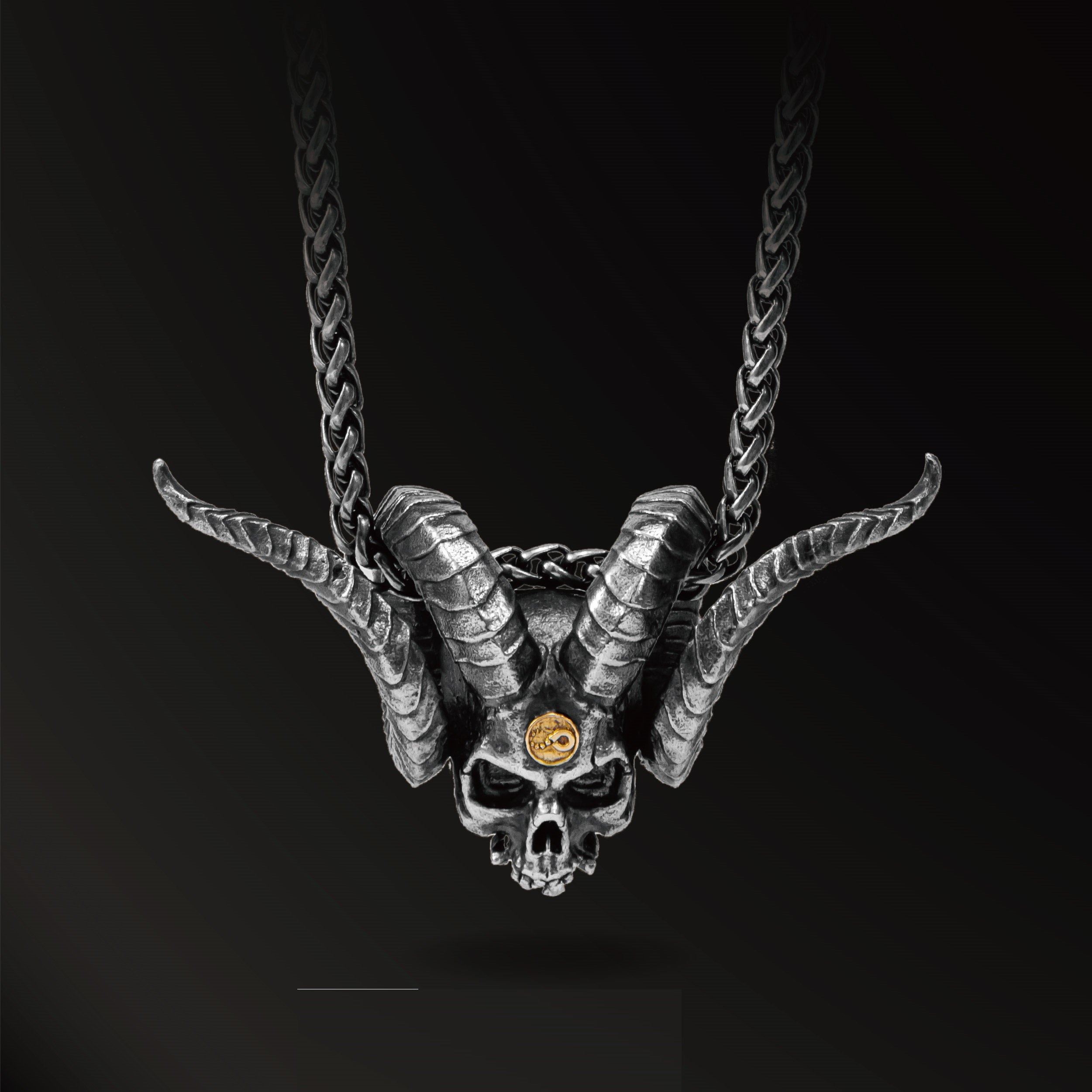 Obsidian Ram Skull Pendant