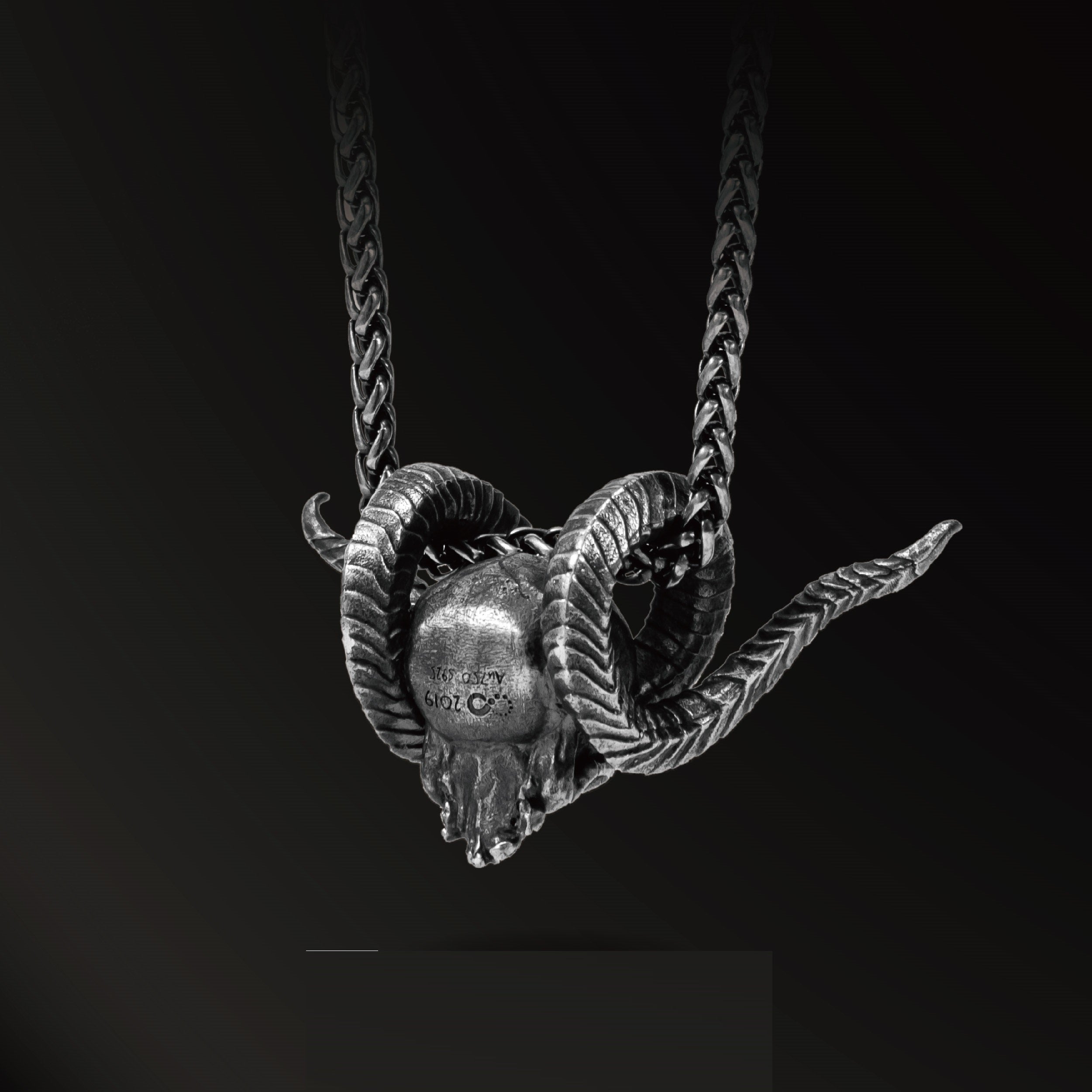 Obsidian Ram Skull Pendant