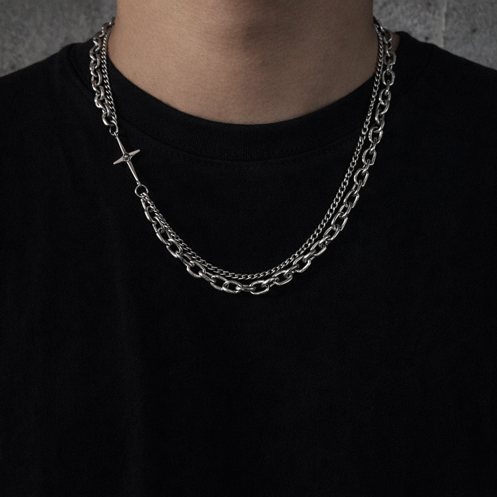 Double Chain Cross Necklace