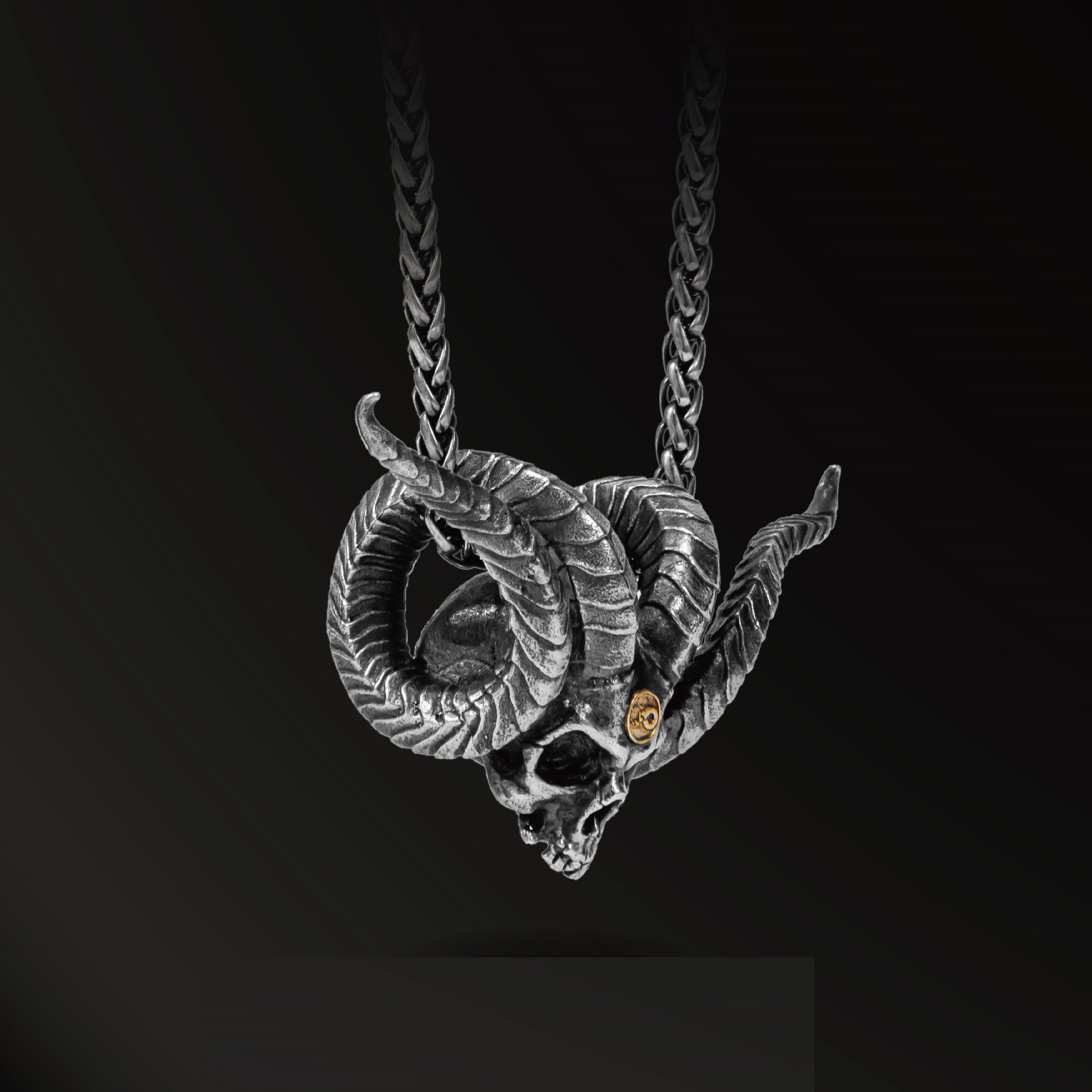 Obsidian Ram Skull Pendant